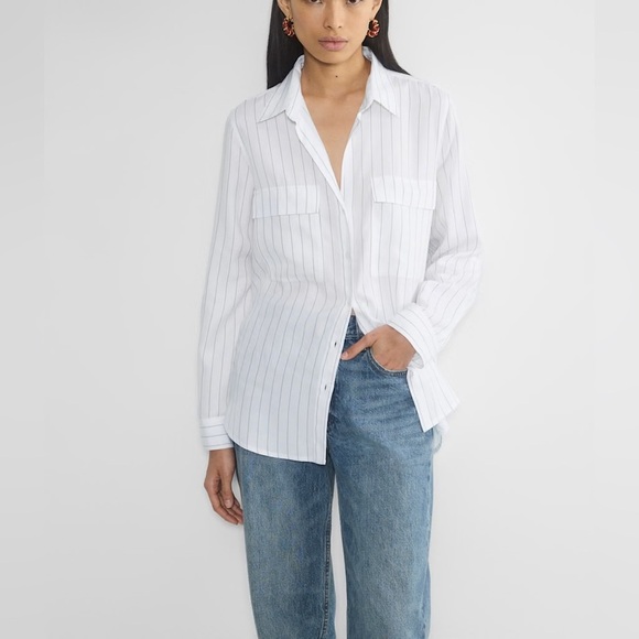 Babaton Tops - BABATON‎ white Utility buttoned Shirt with stripes size XL